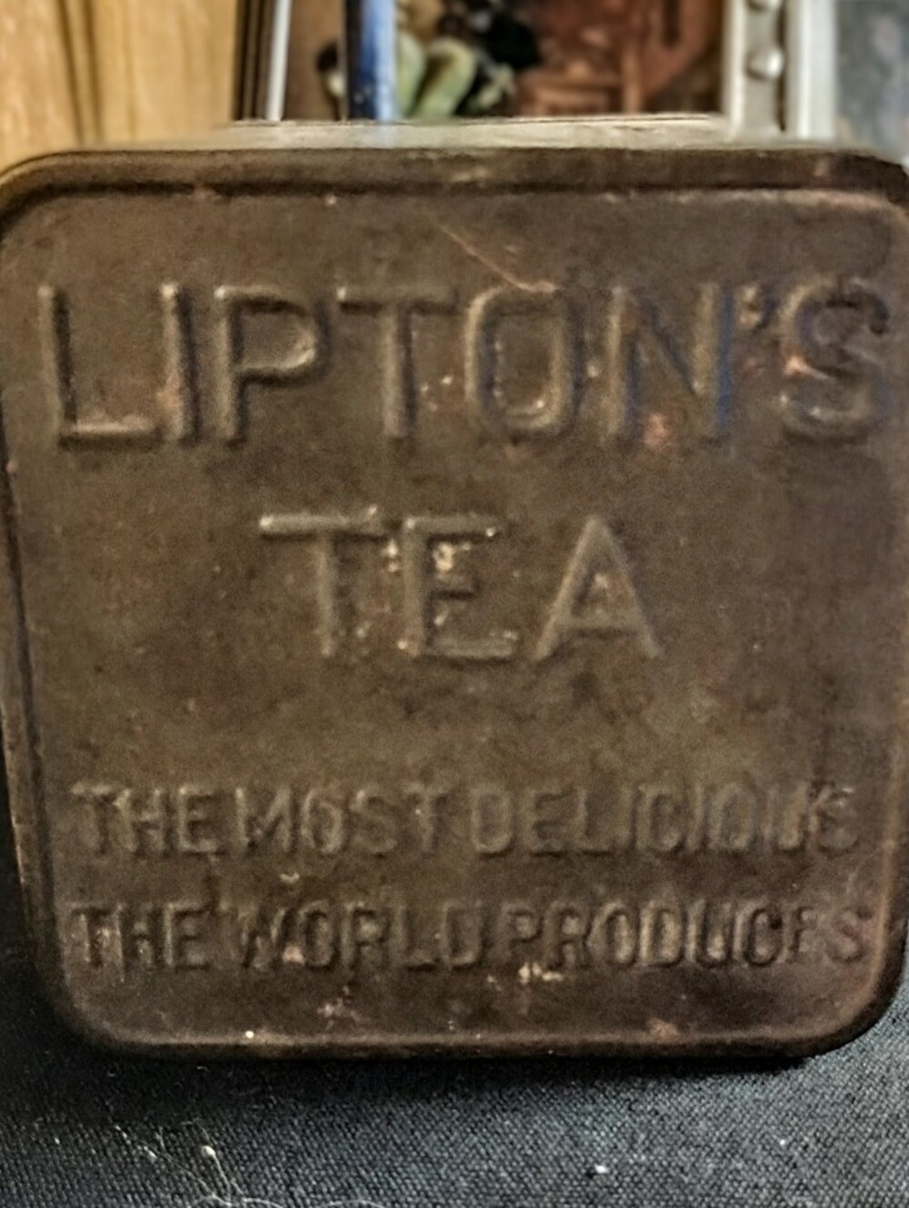 Antique Embossed Lipton's Tea Tin Ceylon Planter